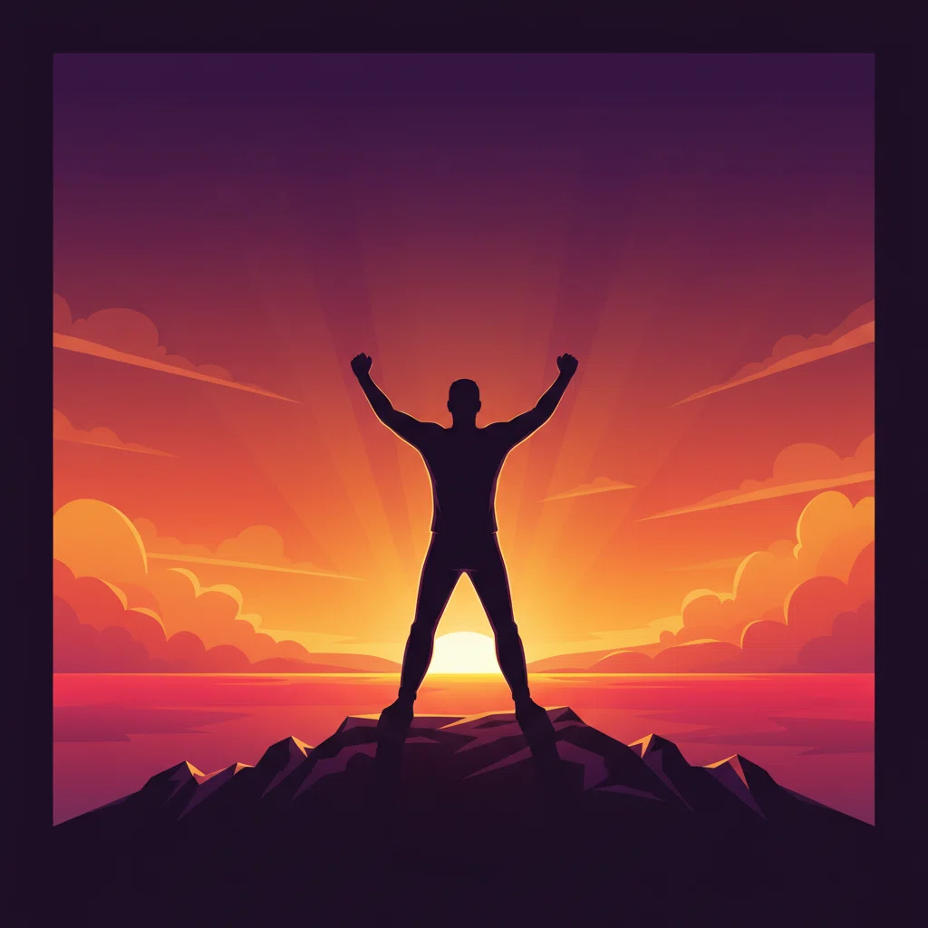 Motivierendes Lifestyle-Bild - Silhouette einer Person bei Sonnenuntergang, aktiver Lebensstil